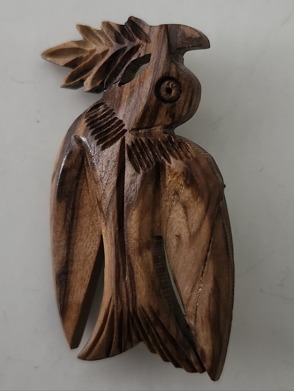 Handcrafted Wooden Parrot Brooch - Vintage